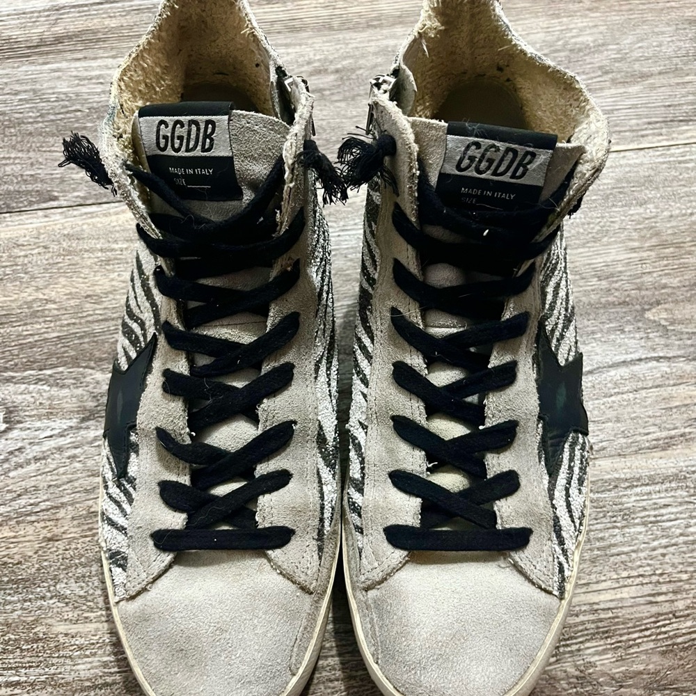 Golden Goose Zebra Print Sneakers - Black and White